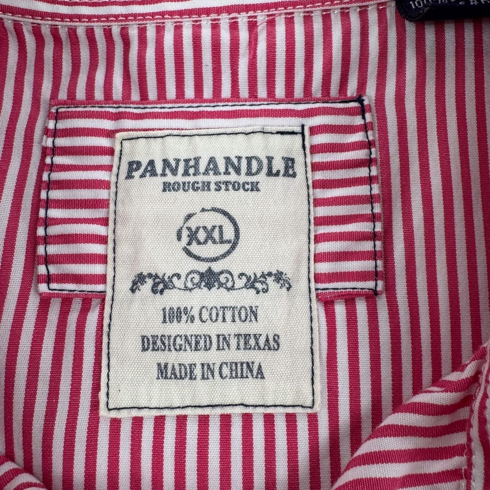 Panhandle‎ Rough Stock Mens 2XL Red Stripe Western Pearl Snap Shirt R0S5046 - Picture 3 of 8